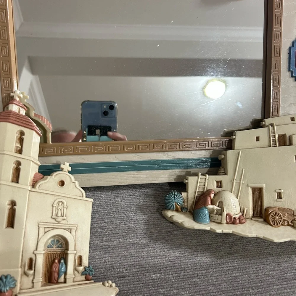 Aztec mirror & wall shelf Plaque Mission Burwood Wall Hanger Plastic Church